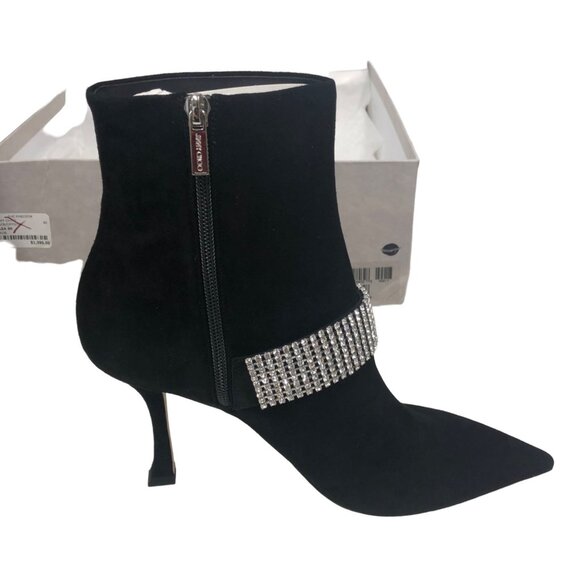 Jimmy Choo Kaza Suede Crystal-Buckle Booties Size 40/ USA 9.5 NWB - Picture 4 of 14